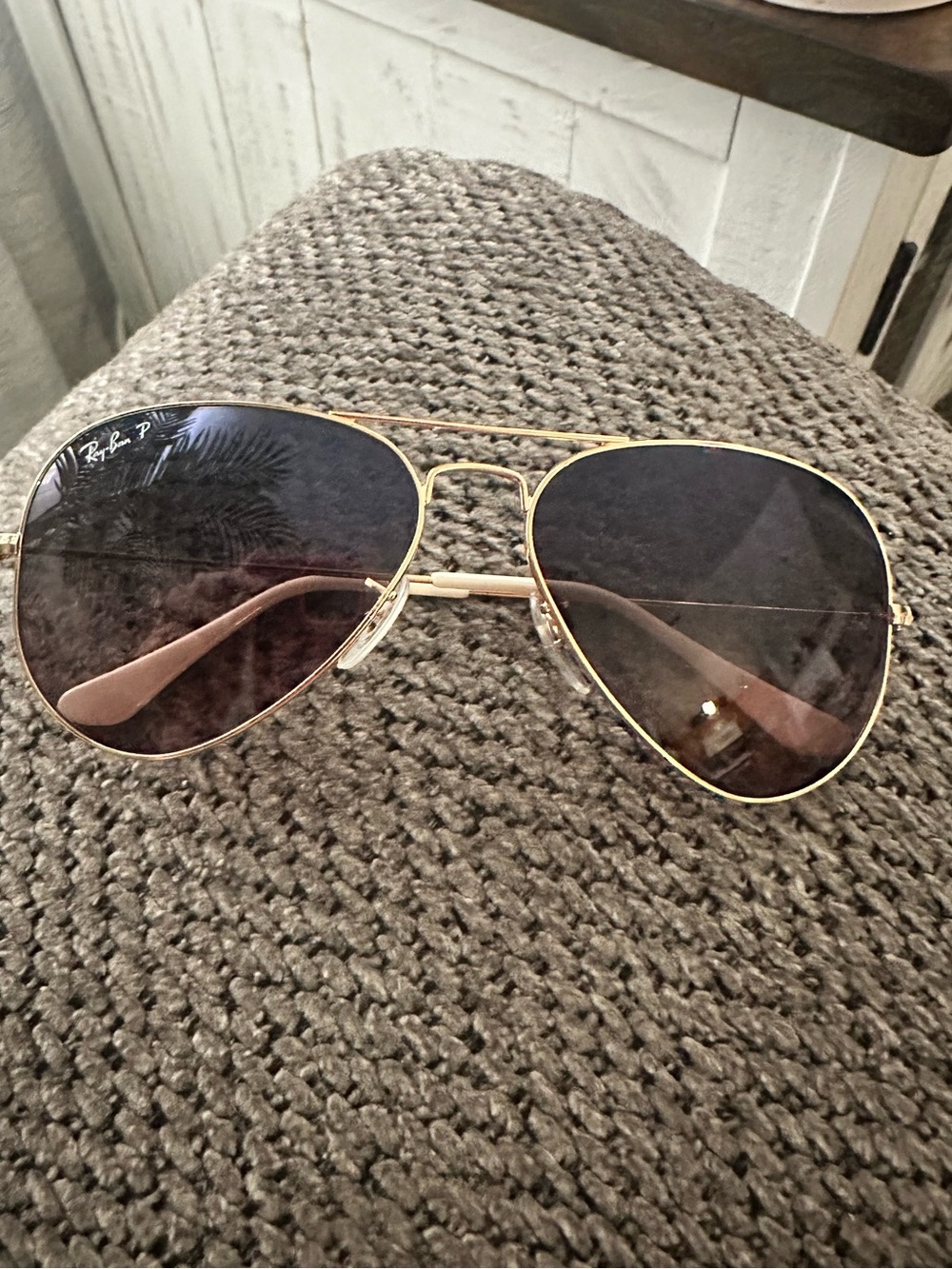 Ray-Ban Gold Aviator Sunglasses with Brown Lenses